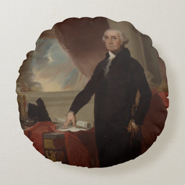 Lansdowne Portrait: US-Präsident George Washington Rundes Kissen (Vorderseite)