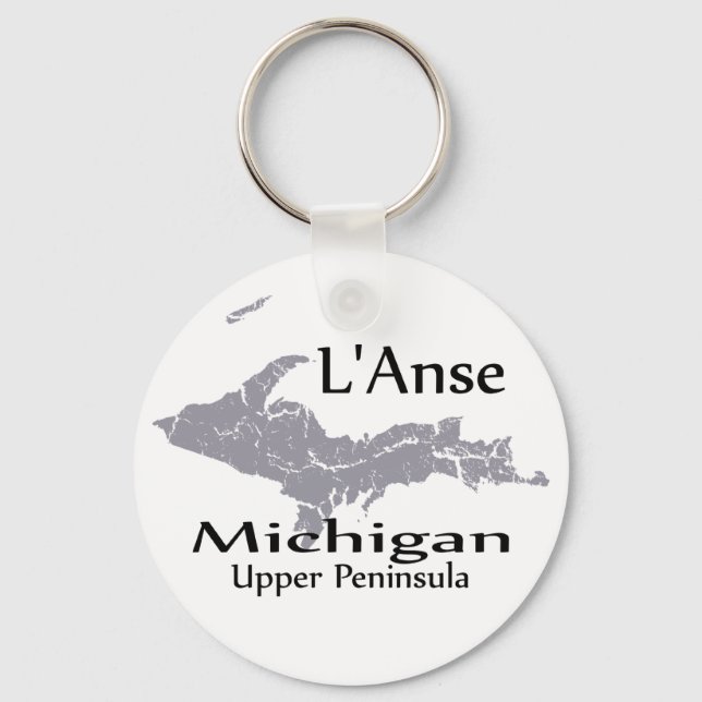 L'Anse Michigan Map Design Schlüsselanhänger (Vorderseite)