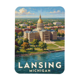 Lansing Michigan Grand River Reise 🚗 Magnet