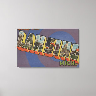 Lansing, Michigan - Große Buchstabenszenen 2 Leinwanddruck