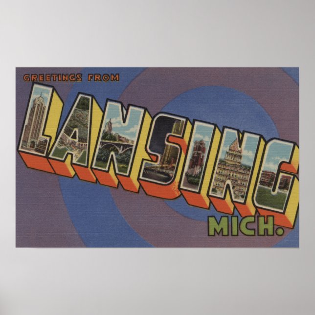 Lansing, Michigan - Große Buchstabenszenen 2 Poster (Vorne)