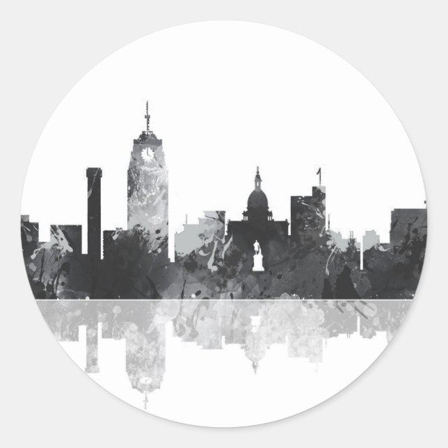 LANSING, MICHIGAN SKYLINE RUNDER AUFKLEBER (Vorderseite)