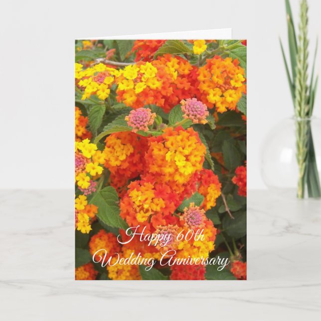 Lantana Personalisiert 60. Hochzeitstag Karte (Vorderseite)