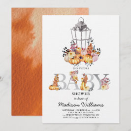 Lantern Baby Dusche Aquarellfarben Herbst Einladung