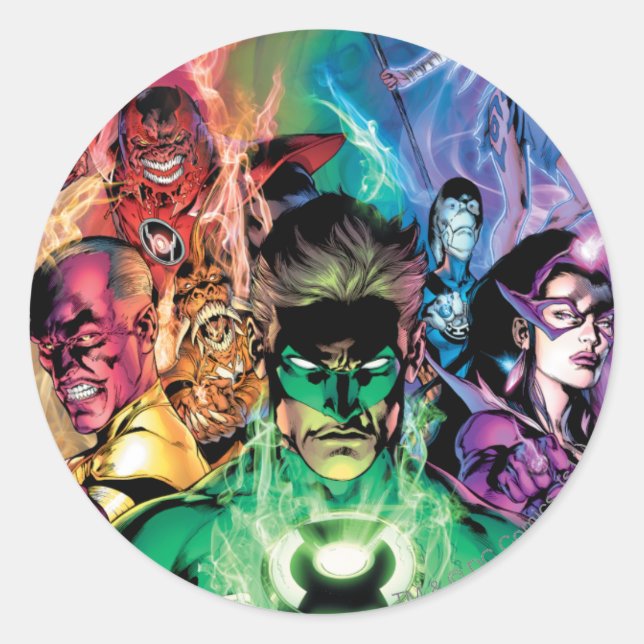 Lantern Corps Gruppe mit Farben Runder Aufkleber (Vorderseite)