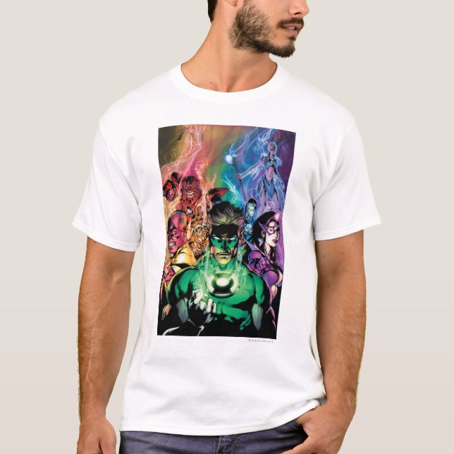 Lantern Corps Gruppe mit Farben T-Shirt (Vorderseite)