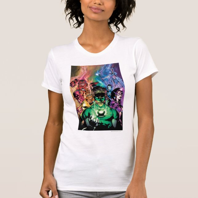 Lantern Corps Gruppe mit Farben T-Shirt (Vorderseite)