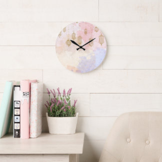 “Lantern Dreams” Pastel Ramadan  Große Wanduhr