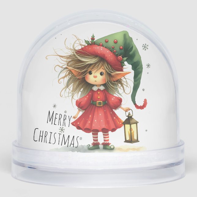 Lantern Elf – Whimsical Christmas  Schneekugeln (Vorderseite)