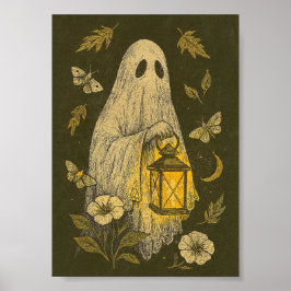 Lantern Ghost Halloween Boho Poster