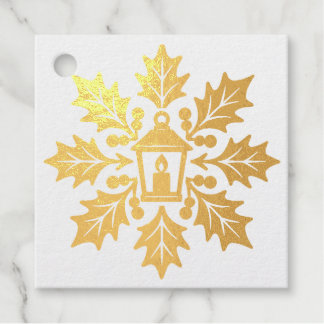 Lantern & Holly Snowflake Briefmarke Geschenkanhänger