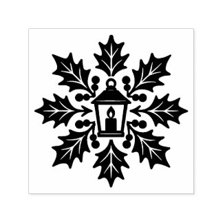 Lantern & Holly Snowflake Briefmarke Permastempel