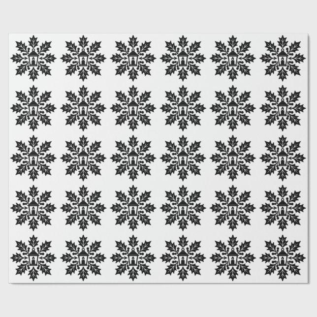 Lantern & Holly Snowflake Geschenkpapier (Flach)