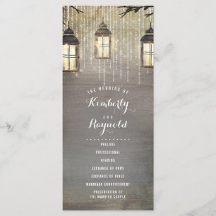 Lantern Lights Rustikale Hochzeitsprogramme Programm