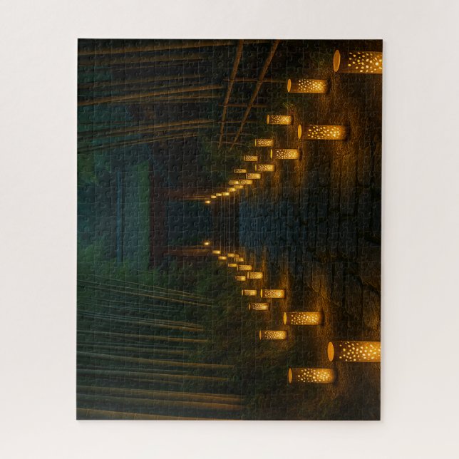 Lantern-Lit Stone Path through Bamboo Grove (Vertikal)