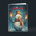 LANTERN SNOWMAN GRANDSON CHRISTMAS CARDD DANKESKARTE<br><div class="desc">Hier ist eine bezaubernde Weihnachtskarte für deinen Enkel.</div>