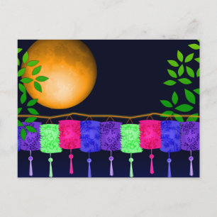 Lantern und Vollmond Postkarte