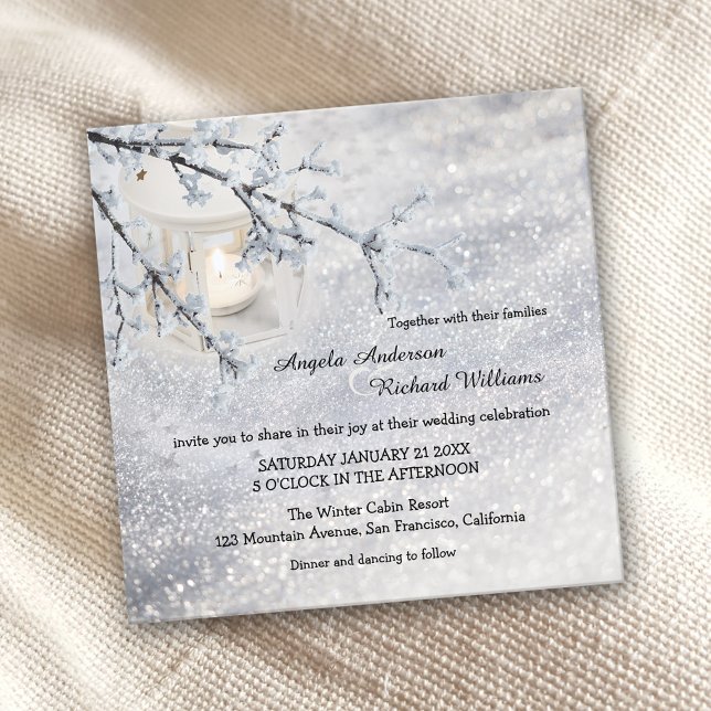 Lanterne de neige mousseuse Invitation de mariage  (Créateur téléchargé)
