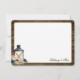 Lanterne et Fleurs Rustique Remercier Carte Note