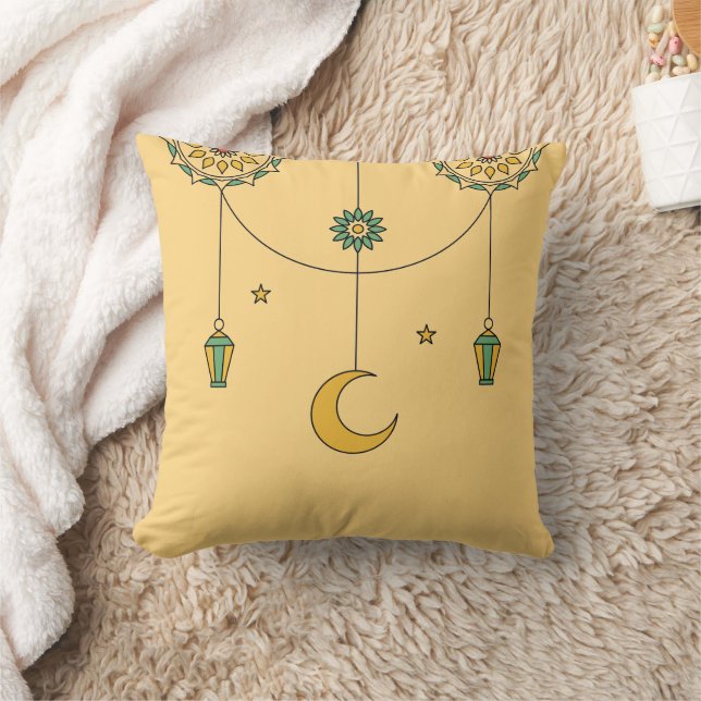 Lanterne Ramadan et Croissant Coussin Décoratif (Couverture)