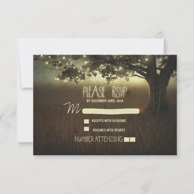 lanternes de nuit mariage romantique carte RSVP (Devant)