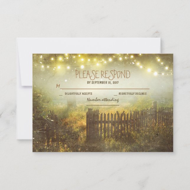 lanternes de nuit mariage romantique carte RSVP (Devant)