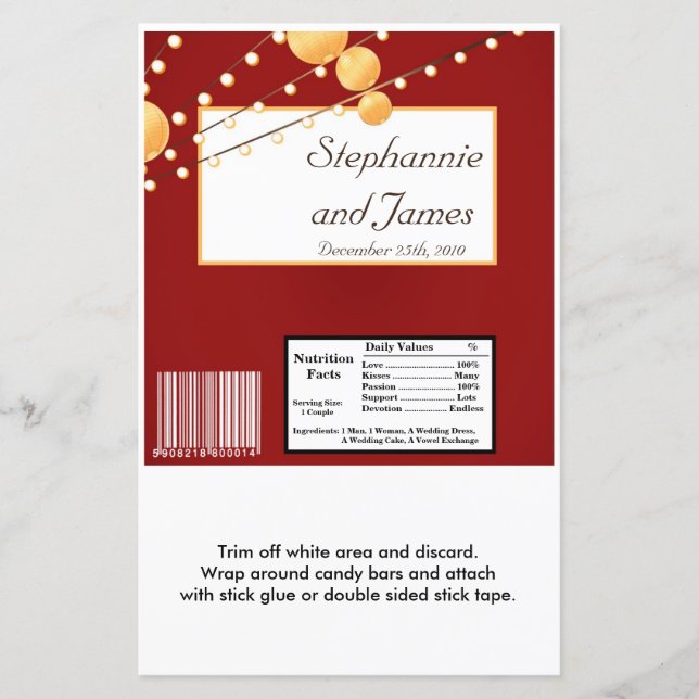 Lanternes en papier à papier Hershey's Large Bar W (Devant)