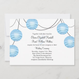 Lanternes Faire-part de mariage en bleu