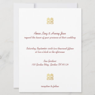 Lanternes Gold Double Bonheur Invitations chinois