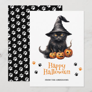 Lanternes Jack O' Kitten noir Bonne carte d'Hallow