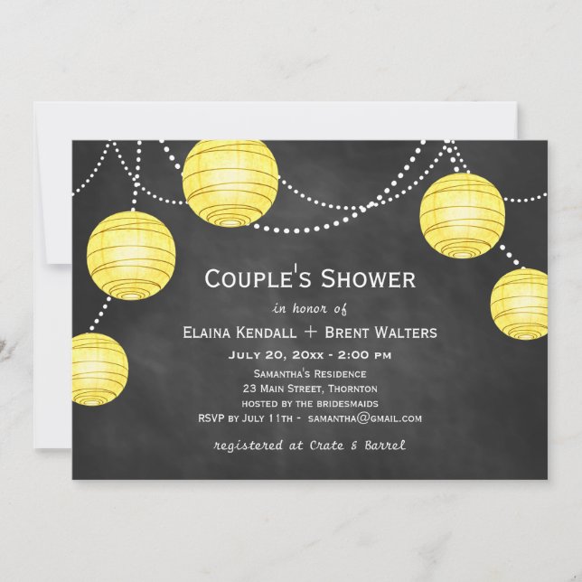 Lanternes sur Chalk Couple's Shower Invitation en  (Devant)