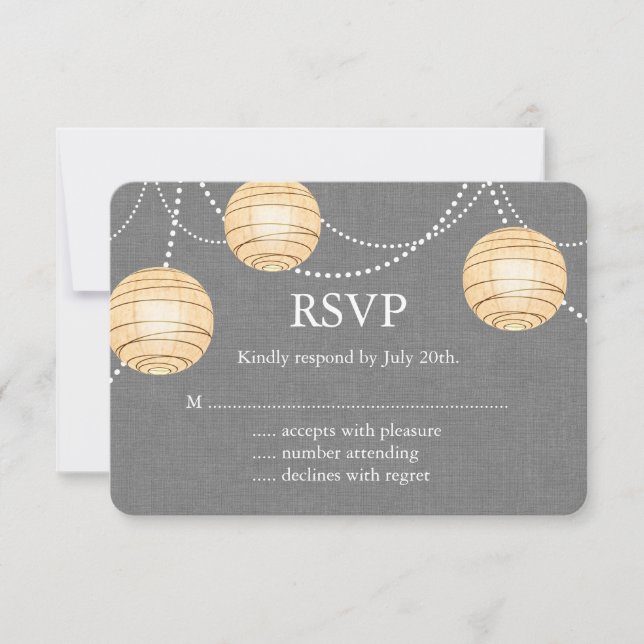 Lanterns auf Gray Burlap UAWG 2 RSVP Karte (Vorderseite)