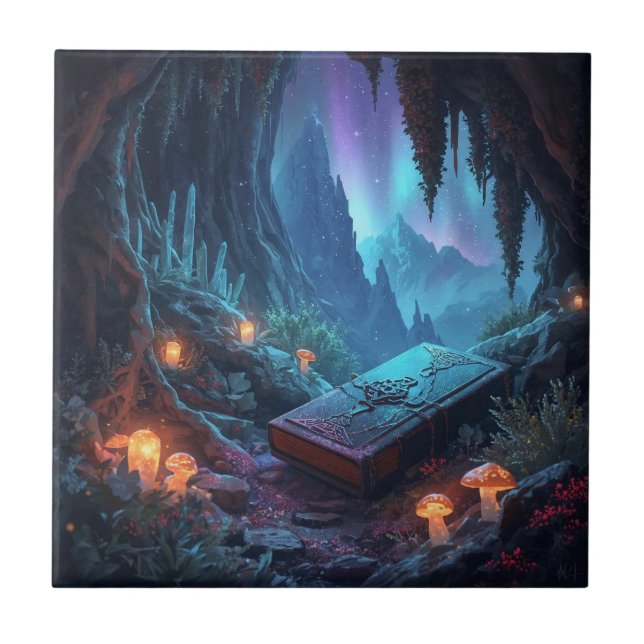 Lanterns, Mushrooms, and a Book Fliese (Vorderseite)