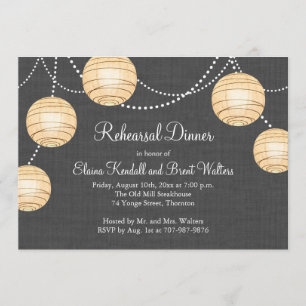 Lanterns on Gray Burlap Probe Dinner Einladung