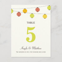 Lanterns Wedding Tischnummer Card