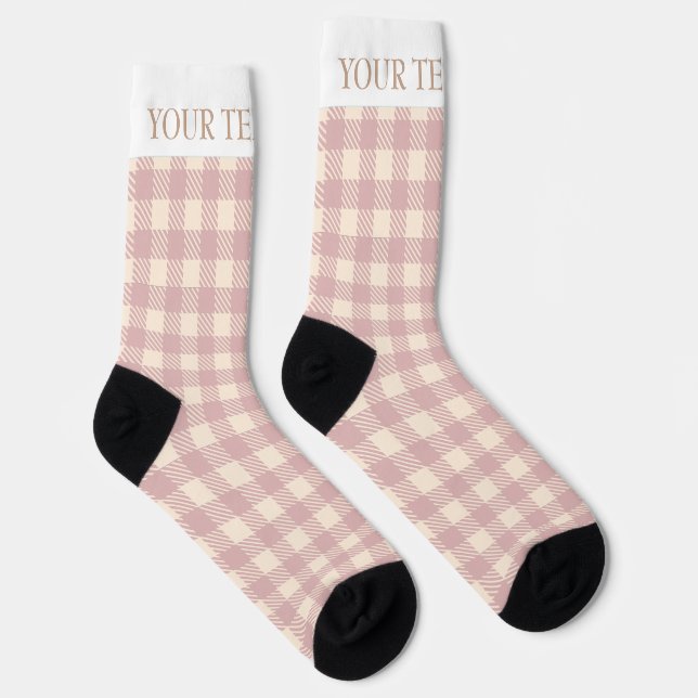 Lanvander blass lila Gingham Preppy kariert geprüf Socken (Rechts)