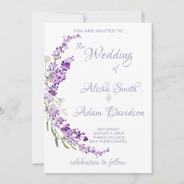 Lanvender Bouquet Einladung zur Hochzeit (Vorderseite)