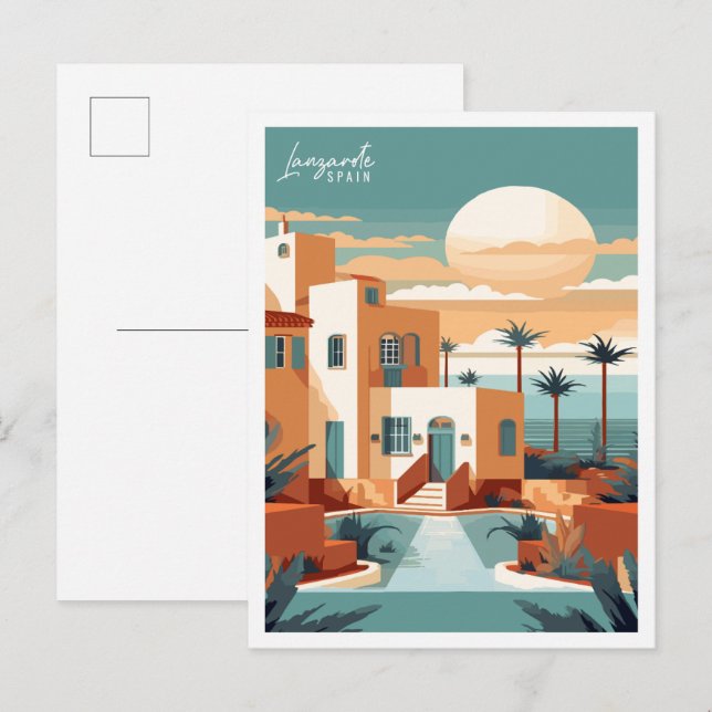 Lanzarote Espagne voyage vintage Carte postale (Devant / Derrière)