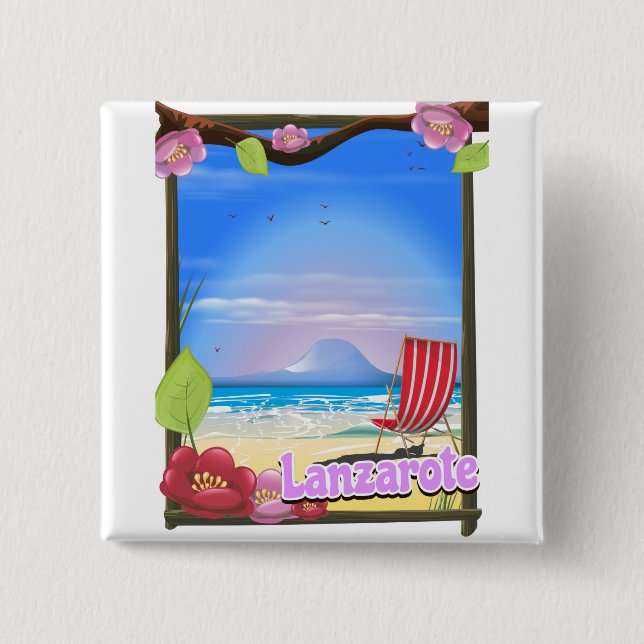 Lanzarote Reiseplakat Button (Vorderseite)