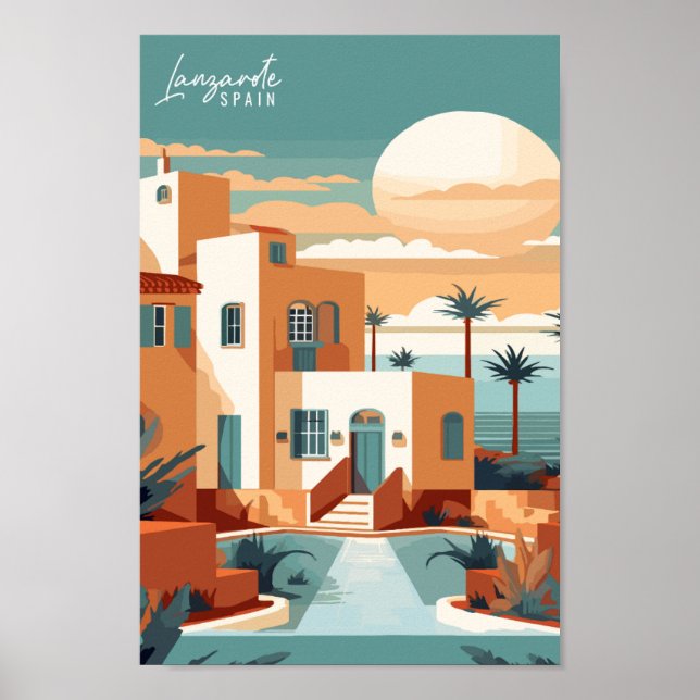 Lanzarote Spanien Jahrgang Reise Postkarte Poster (Vorne)
