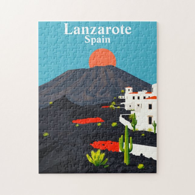 Lanzarote, Spanien Vintage-Reise Vulkanlandschaft (Vertikal)