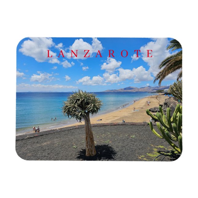 Lanzarote Strand- und Wolkenansicht Magnet (Horizontal)