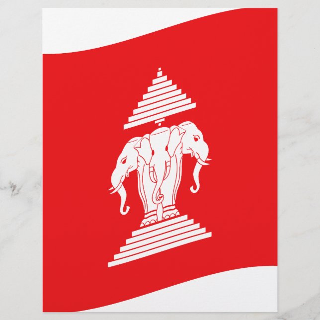 Lao Erawan Three Headed Elephant Flag Wave (Vorderseite)