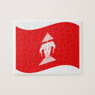 Lao Erawan Three Headed Elephant Flag Wave