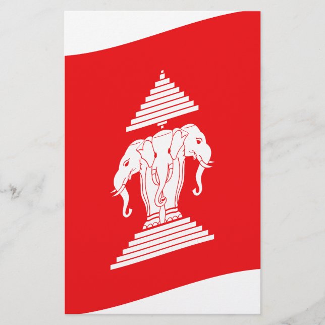 Lao Erawan Three Headed Elephant Flag Wave Briefpapier (Vorderseite)