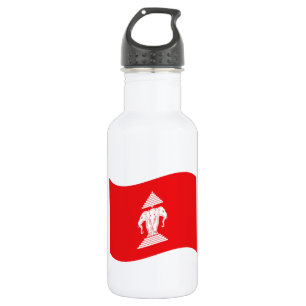Lao Erawan Three Headed Elephant Flag Wave Edelstahlflasche
