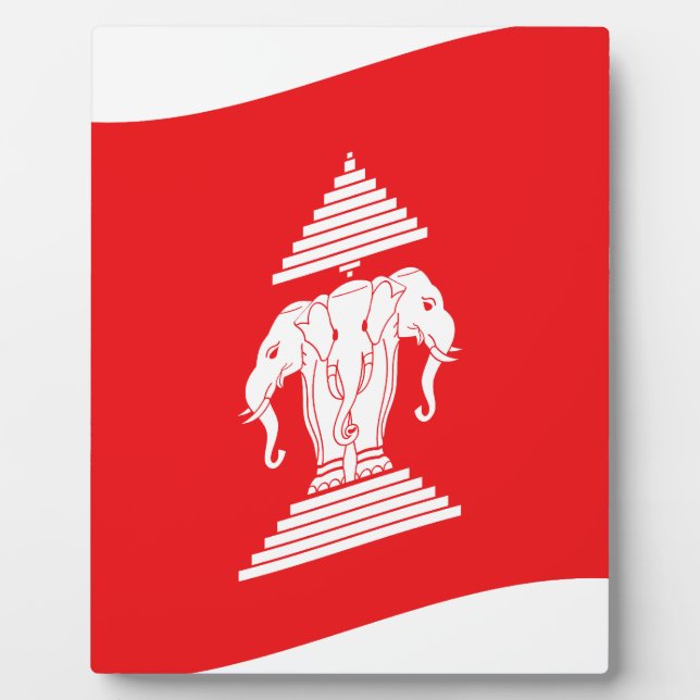 Lao Erawan Three Headed Elephant Flag Wave Fotoplatte (Vorderseite)
