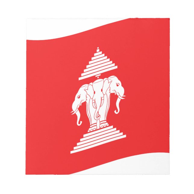 Lao Erawan Three Headed Elephant Flag Wave Notizblock (Vorderseite)