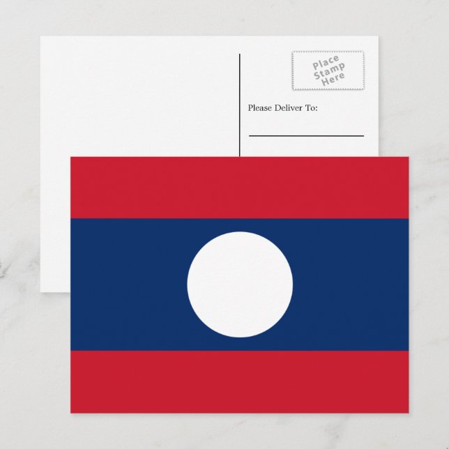 Lao Flag, Flagge von Laos Postkarte (Vorne/Hinten)