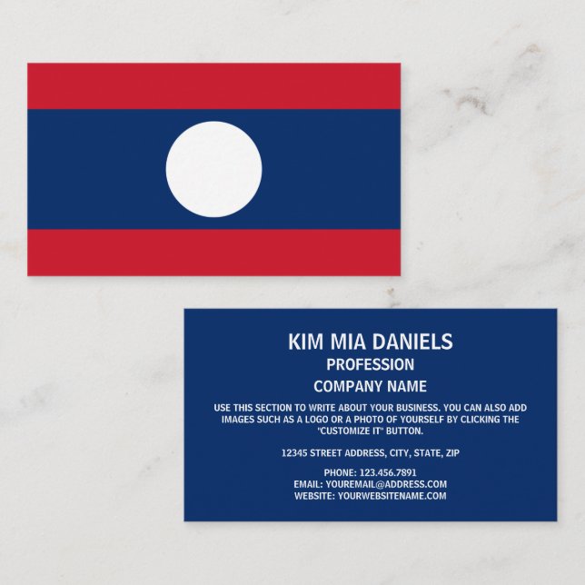 Lao Flag, Flagge von Laos Visitenkarte (Vorne/Hinten)